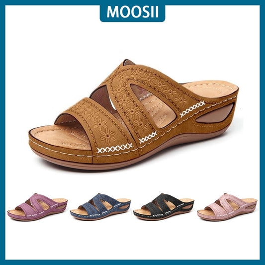 MOOSII Women's Sandals Retro Women's Wedge Shoes Hollow Flower Leisure Beach Women's COD Size: 36-43 YL26 Inventory Stock