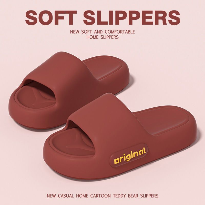 MOOSII  Slippers Women Summer Thick-Soled Outer Wear Big Red Slippers Anti-Slip Home Bath Mute Couple size 36-45