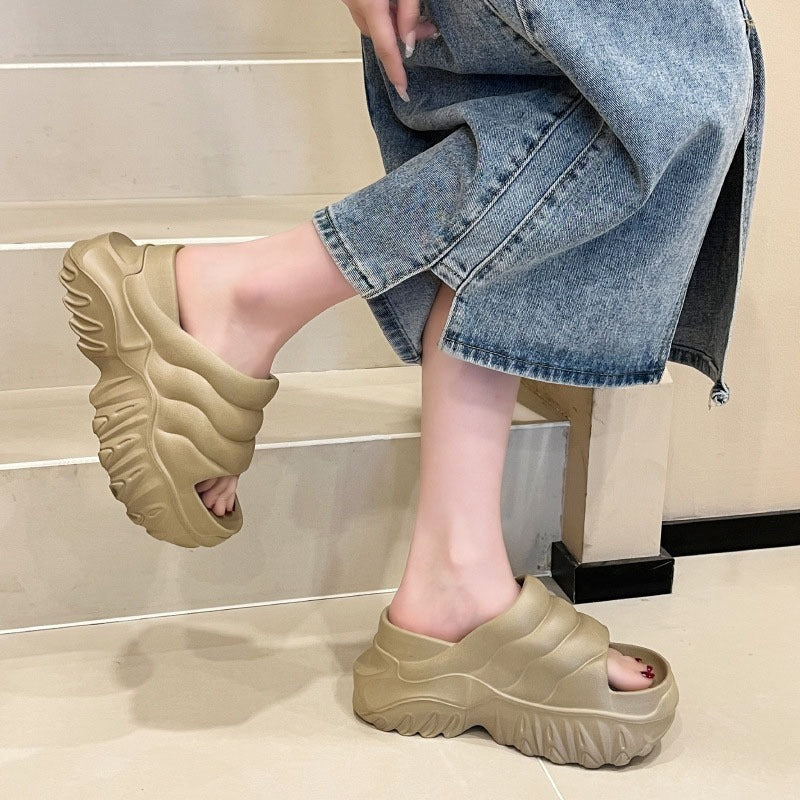 MOOSII  Slipper Non-Slip Height Increasing Slippers 9CM Thick Fashion Slippers selipar tinggi perempuan