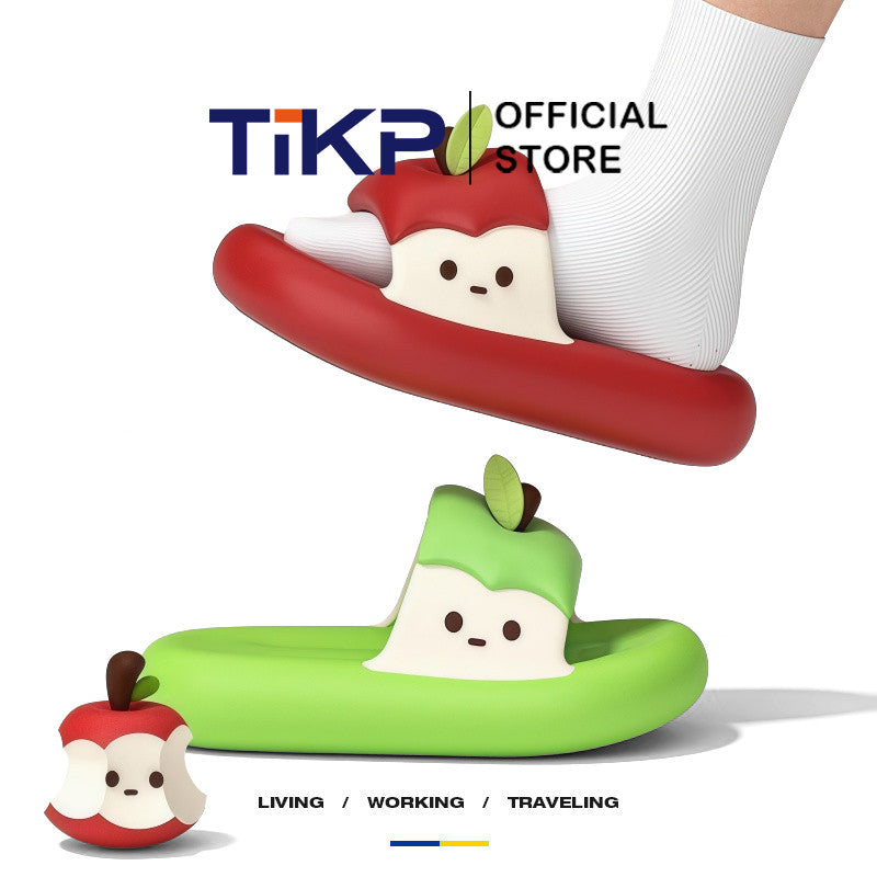 Tikp Ladies' Apple Patterned Slippers - Cute & Comfy | Men's Anti-Slip Comfortable Slippers
